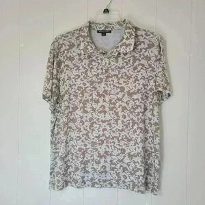 Michael Kors Blue Brown Printed Polo Performance Size XL